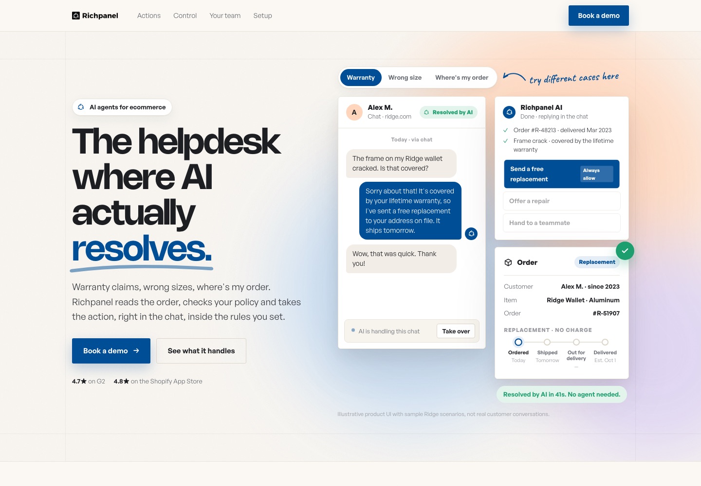 Interactive AI agents landing page